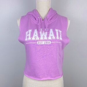 Abound Purple Cropped Hawaii Graphic Sleeveless Hoodie - XXS - NWOT